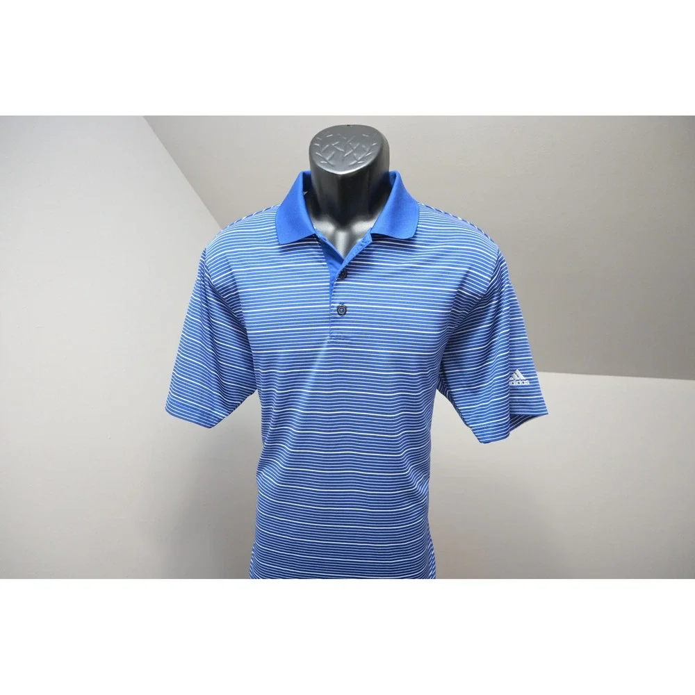 Adidas Golf Polo Shirt Mens Large Striped‎ Short Sleeve Athletic Performance EUC